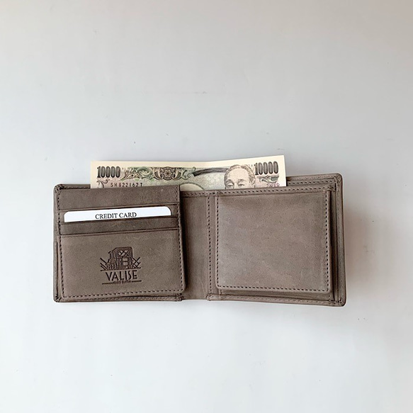 英国デザインValise二つ折り財布 スモーキーグレイII 7枚目の画像