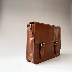英倫設計牛皮包手提包挎包金棕 S 第4張的照片