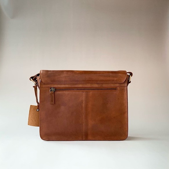 英倫設計牛皮包手提包挎包金棕 S 第5張的照片