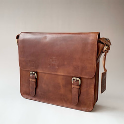英國設計牛皮包手提包斜背包金色棕褐色 M 第2張的照片