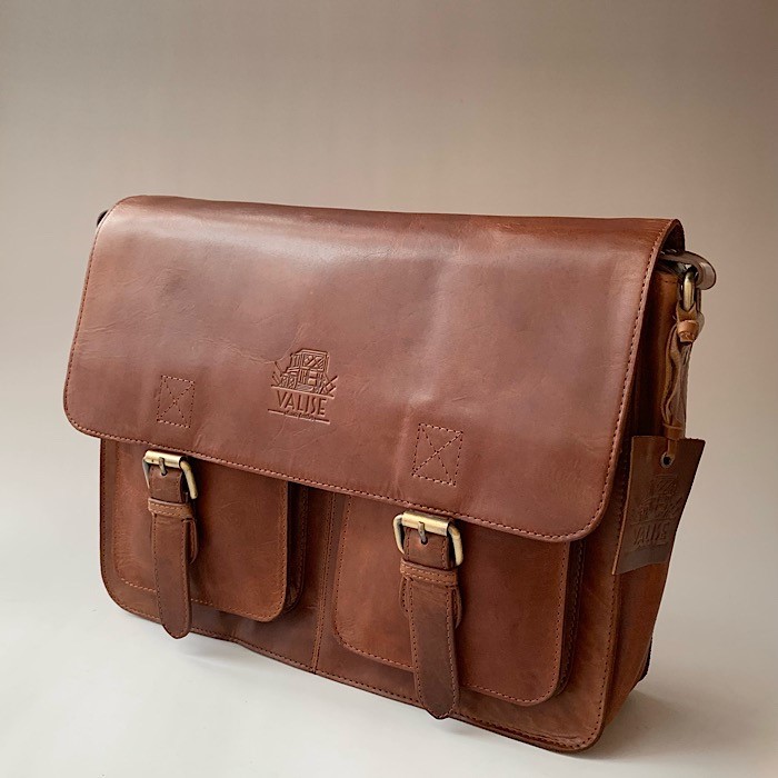 英国デザイン Large サッチェル ゴールデンタン