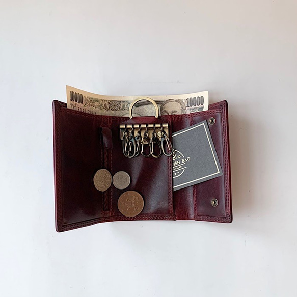 Valise財布付きキーケースII　ブラックチェリー 1枚目の画像