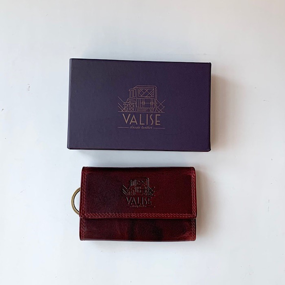 Valise財布付きキーケースII　ブラックチェリー 5枚目の画像