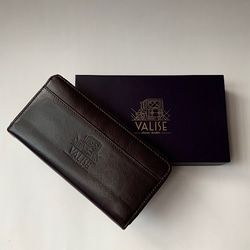 【数量限定】英国デザインValise牛革長財布　マホガニーブラウン 6枚目の画像
