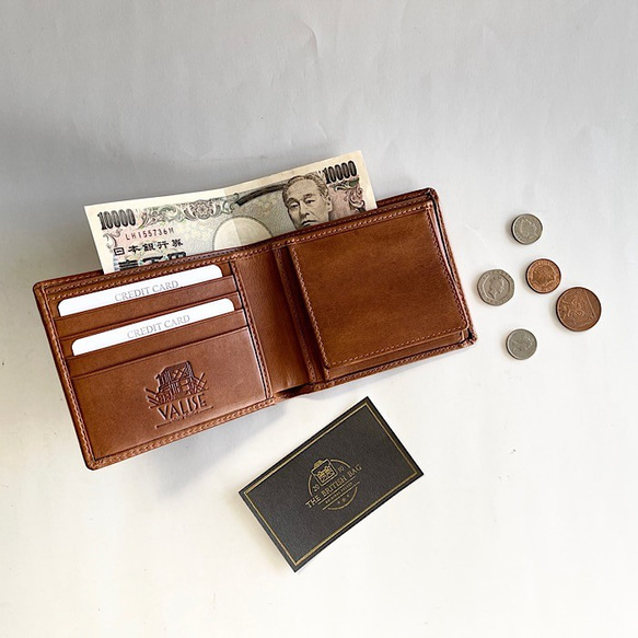 英国デザインValise二つ折り財布 ゴールデンタン 5枚目の画像