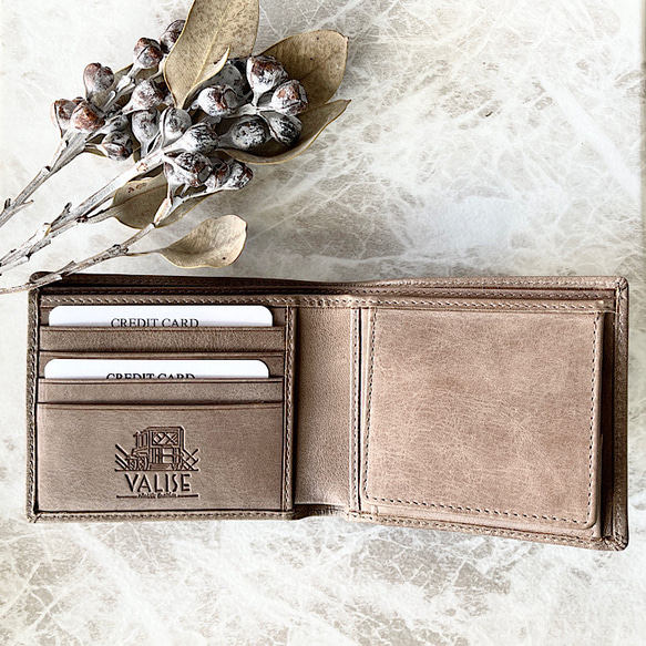 英国デザインValise二つ折り財布 スモーキーグレイ 5枚目の画像