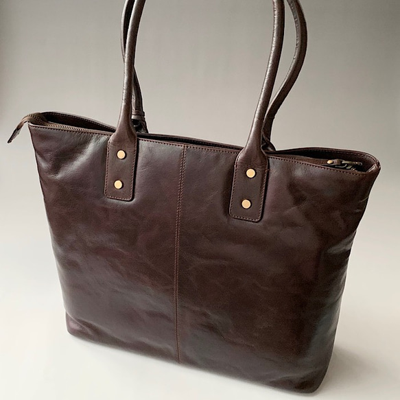 英國設計牛皮包 Valise Tote Brown II 第3張的照片