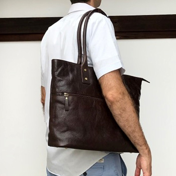 英國設計牛皮包 Valise Tote Brown II 第9張的照片