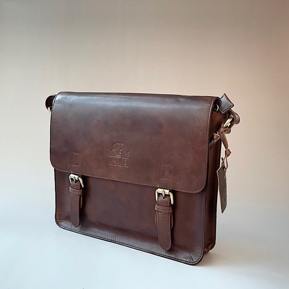 英倫設計牛皮包 Valise Satchel Bag 皇家棕色 M 第3張的照片