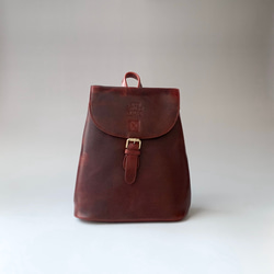 【數量有限】英倫設計牛皮包手袋迷你背包黑櫻桃 第2張的照片