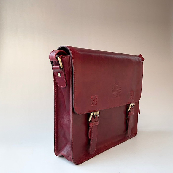 英倫設計牛皮包手提包挎包黑櫻桃 M 第4張的照片