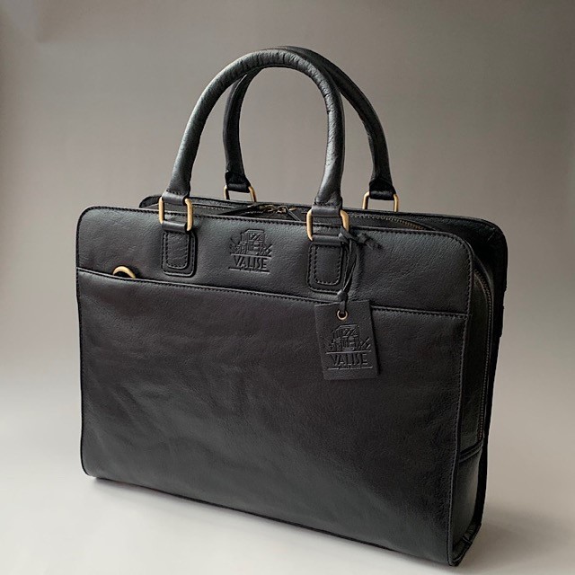 英国デザイン牛革かばんValiseビジネス ブラックBuff ラージ
