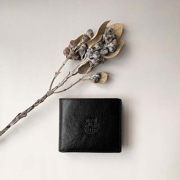 英国デザインValise二つ折り財布 ブラック 1枚目の画像