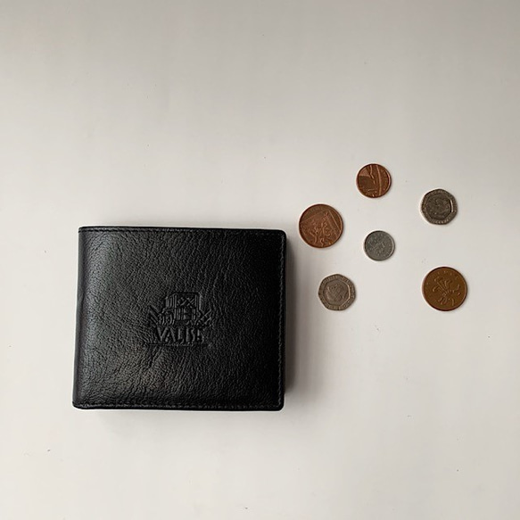 英国デザインValise二つ折り財布 ブラック 2枚目の画像