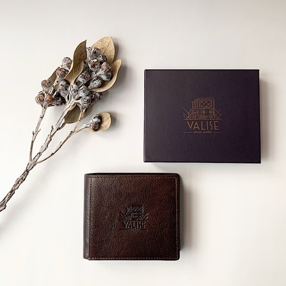 英国デザインValise二つ折り財布 マホガニーブラウンII 1枚目の画像