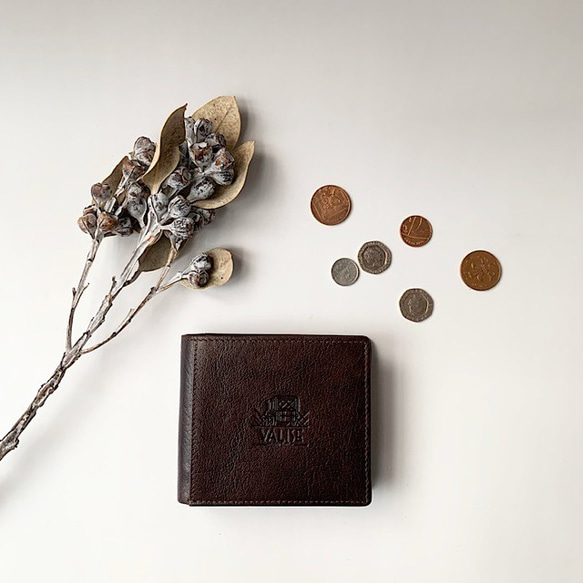 英国デザインValise二つ折り財布 マホガニーブラウンII 9枚目の画像