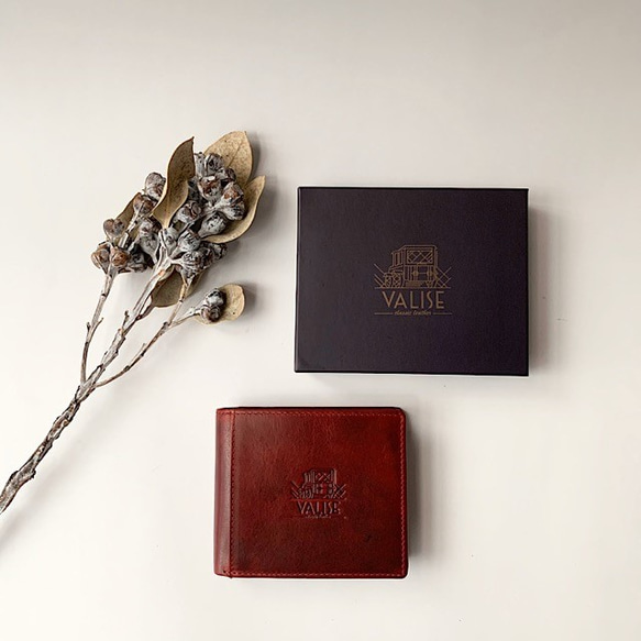 英国デザインValise二つ折り財布 ブラックチェリーII 1枚目の画像
