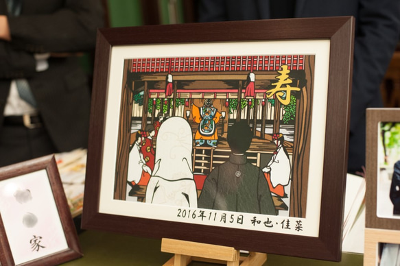 思い出のチャペルを切り絵に、ウェルカムボードとして 