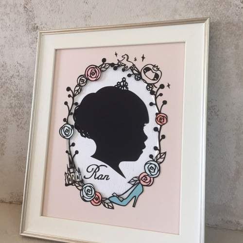 切り絵横顔シルエット インチサイズ プリンセス、ダイナソー