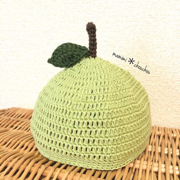 販売休止　　　　青りんごちゃんのどんぐり帽子 玉模様のどんぐり帽子（ライトグレー） | kotomom-knit