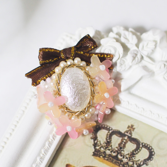 幸せな香り漂うお花の2wayブローチ 耳飾り 【ロリィタ/ロリータ