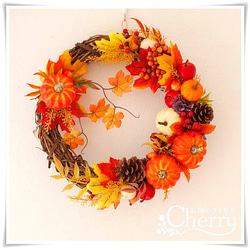 【秋色リース】２パターン楽しめる、カボチャいっぱい実りのリース。「Creema限定」 6枚目の画像