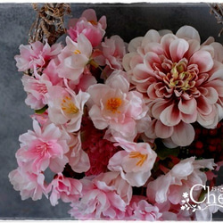 【春リース】流れるように桜満開、バッグ型リースの壁飾り。「Creema限定」 7枚目の画像