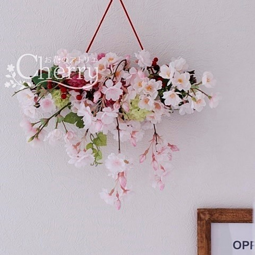手作り押絵の壁飾り『枝垂れ桜』『クレマチス』 （エレガント
