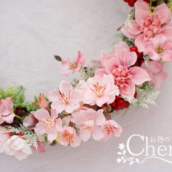 【春リース】限定１個・春爛漫の桜色リース。「Creema限定」 2枚目の画像