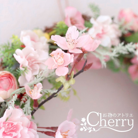 【春リース】限定１個・春爛漫の桜色リース。「Creema限定」 4枚目の画像