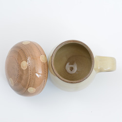 きのこカップ 小(ピンク・白ドット) 小石原焼 ヤママル窯　 4枚目の画像
