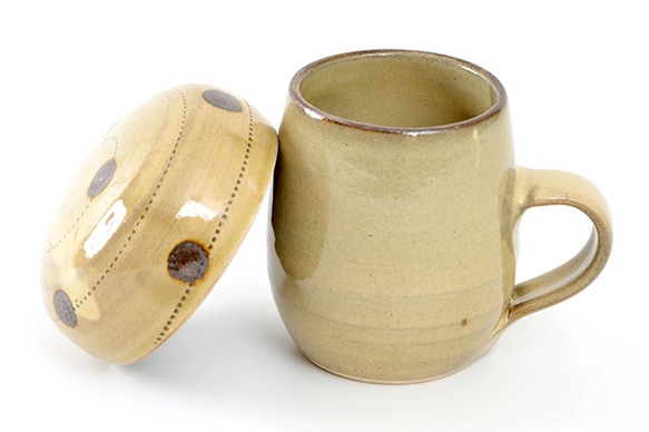 きのこカップ 大(茶) 小石原焼 ヤママル窯 2枚目の画像