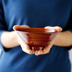 めし碗 赤(大) 小石原焼 マルワ窯 1枚目の画像