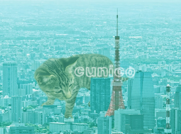 《送料無料》手帳型スマホケース「東京タワーとネコ」 2枚目の画像