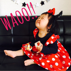 ハンドメイド ♡ トゥーンミニー衣装 Sサイズ♡ エプロン帽子付き ハンドメイド ミニーちゃんエプロン姉妹セットの通販 by HALU's