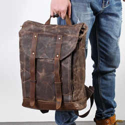 キャンバス バックパック 手縫い メンズ 人気 おしゃ 3枚目の画像