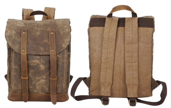 キャンバス バックパック 手縫い メンズ 人気 おしゃ 5枚目の画像