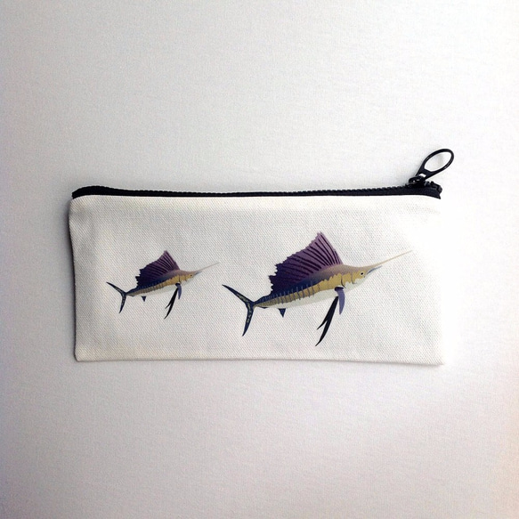 【有機棉系列】手繪海洋生物筆袋#旗魚 第1張的照片
