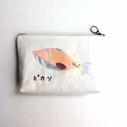 【有機棉系列】色鉛筆手繪畢卡索魚萬用包_ピカソ 第1張的照片