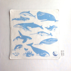 Design No.WD177 - 【クジラ・イルカパターン】無染色コットンハンドタオル 2枚目の画像