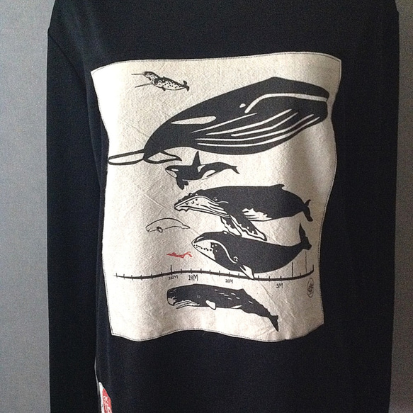 Design No.WH100 - 【クジラ・ダイヤグラム】ハンドメイドロング Tシャツ 6枚目の画像