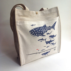 設計款SH2210 - 【鯊魚比例圖】棉麻購物袋 第4張的照片