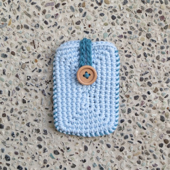 100% Cotton Travel Card Holder - Water Blue 1枚目の画像