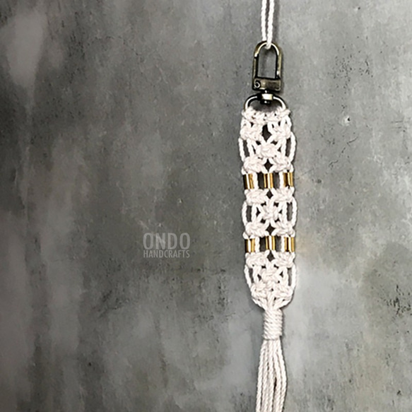 Cotton Handmade Macrame Metal Swivel Clasp Keychain /Hanger 2枚目の画像