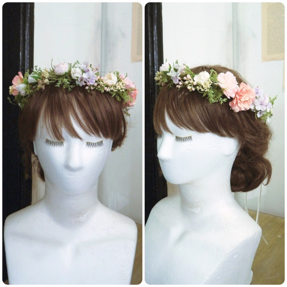 ＊Flower crown＊ fresh peach pink 3枚目の画像