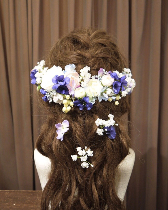 ＊Purple pink hydrangea＊ Flower headdress 4枚目の画像