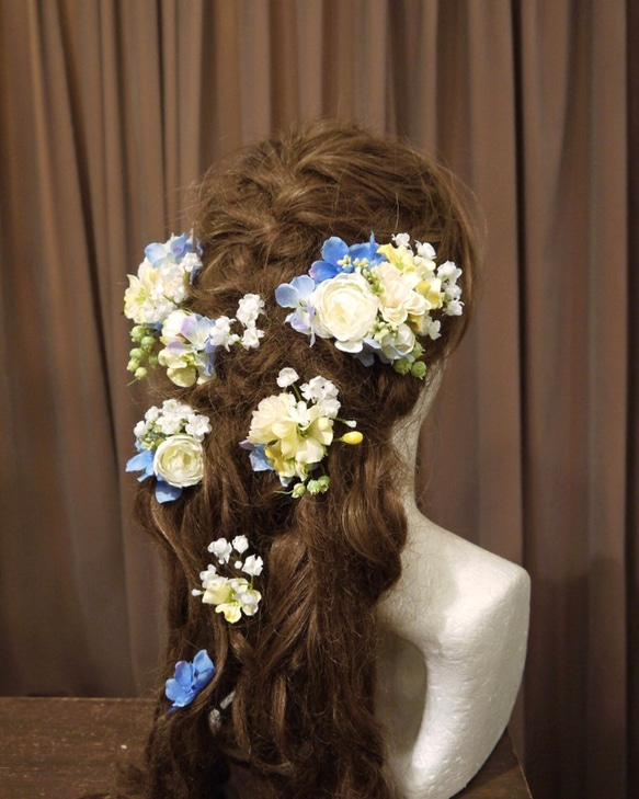 ＊Light blue hydrangea＊ Flower headdress 3枚目の画像