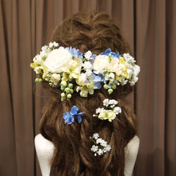 ＊Light blue hydrangea＊ Flower headdress 4枚目の画像