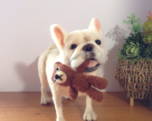 羊毛フェルト 犬 フレンチブルドッグ 羊毛フェルト apricot 通販