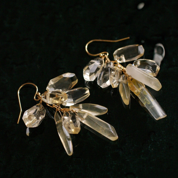 fusa：黃水晶和黃色石英_L（耳環）黃水晶和黃色石英耳環 第4張的照片